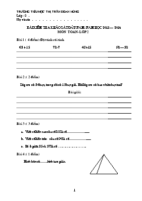 Bộ đề kiểm tra môn Toán + Tiếng Việt Lớp 2 - Năm học 2011-2012